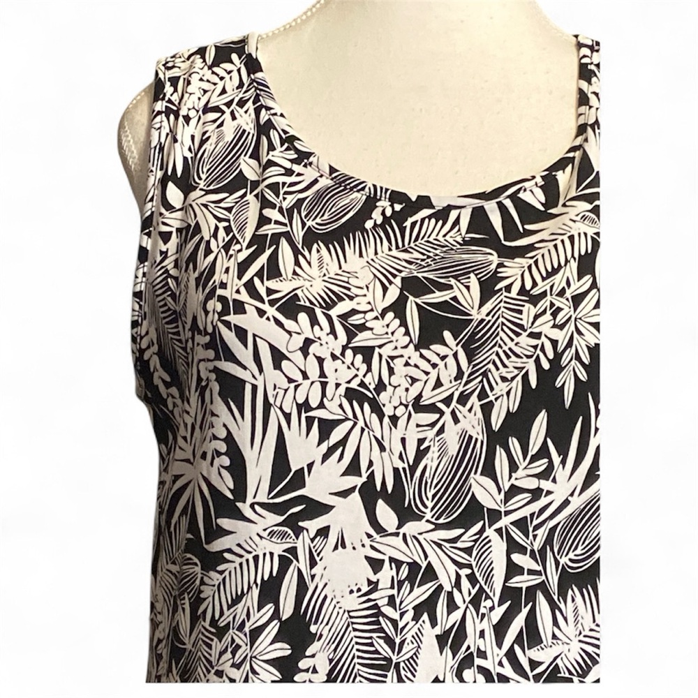 Talbots Black And White Leaf Pattern Maxi Dress - image 2